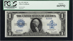 Fr. 237. 1923 $1 Silver Certificate. PCGS Currency Gem New 66 PPQ.
A common Friedberg that is encountered with the utmost frequency, this note displa...