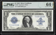 Fr. 237. 1923 $1 Silver Certificate. PMG Choice Uncirculated 64 EPQ.
An example of this ever-common Friedberg in an uncommon grade with noted origina...
