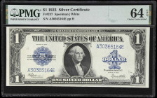 Fr. 237. 1923 $1 Silver Certificate. PMG Choice Uncirculated 64 EPQ.
An example of this ever-common Friedberg in an uncommon grade with noted origina...