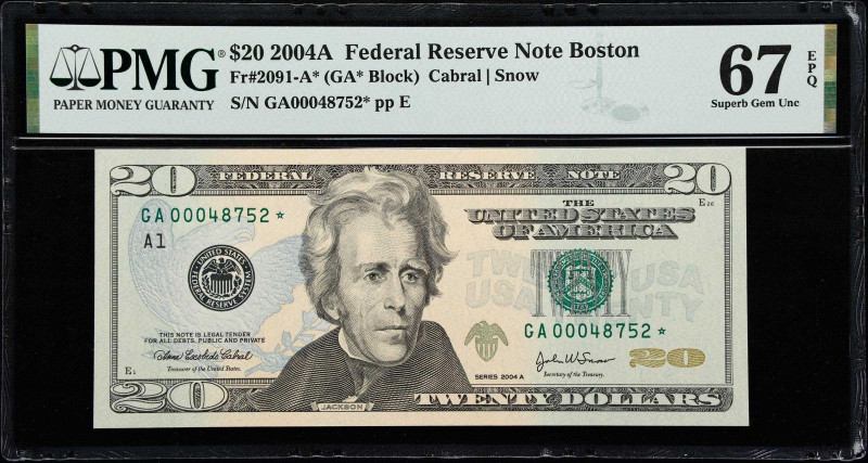 Lot of (4) Fr. 2091-A*, 7000-ESOI & 7001-L. 2004A-17A $20 Federal Reserve Notes....