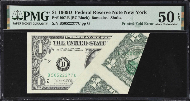 Fr. 1907-B. 1969D $1 Federal Reserve Note. New York. PMG About Uncirculated 50 E...