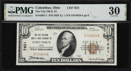 Columbus, Ohio. $10 1929 Ty. 1. Fr. 1801-1. City NB & TC. Charter #7621. PMG Very Fine 30.
An evenly circulated T1 $10 from the capital of the Buckey...