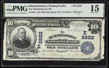 Hummelstown, Pennsylvania. $10 1902 Plain Back. Fr. 624. Hummelstown NB. Charter #2822. PMG Choice Fine 15.
Hailing from a town which has nothing to ...