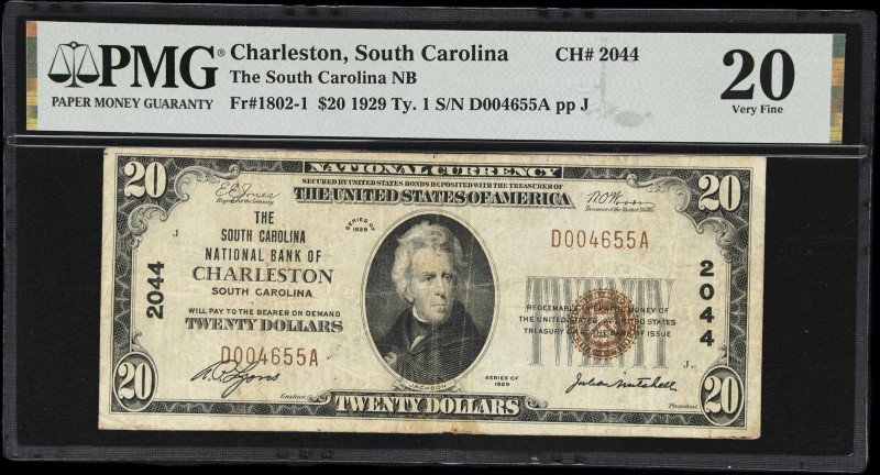 Charleston, South Carolina. $20 1929 Ty. 1. Fr. 1802-1. The South Carolina NB. C...