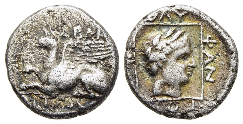 THRACE. Abdera. Tetrobol (323/2 BC). Polyphantos, magistrate.

Obv: ABΔΗ / ΡΙΤEΩ...