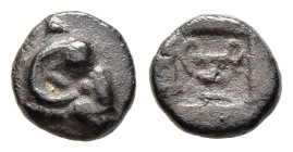 THRACE. Maroneia. Hemiobol (5th-4th centuries BC). 

Obv: Head of ram to right. 
Rev: Kantharos within incuse square. 

Tzamalis 50 (uncertain Thraco-...