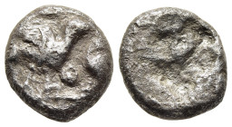 MACEDON. Eion. Drachm (circa 480-470 BC).

Obv: Two geese, one standing to right with spread wings, the other one, standing left, head turned to right...