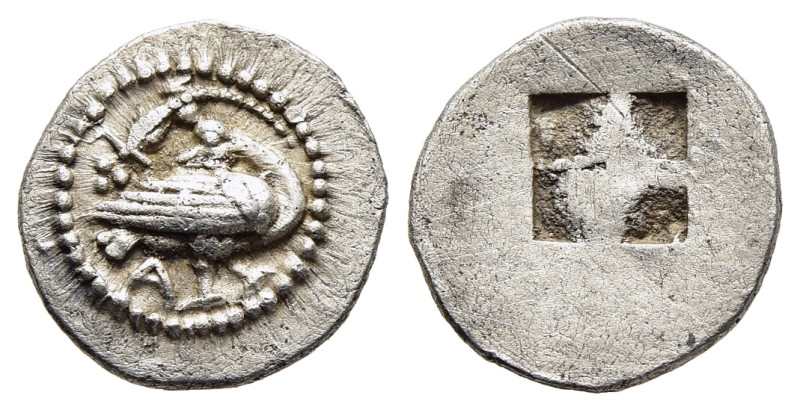 MACEDON. Eion. Trihemiobol (Circa 460-400 BC).

Obv: Goose standing right, head ...