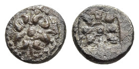 MACEDON. 'Stagira'. Hemiobol (circa 520-489 BC).

Obv: Four flowers around central pellet.
Rev: Floral pattern with eight petals withn incuse square.
...