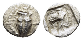 THESSALY. Larissa. Hemiobol (circa 462/1-460 BC). 

Obv: Bull's hoof. 
Rev: Λ - Α Head of bridled horse to left; all within incuse square. 

BCD Thess...
