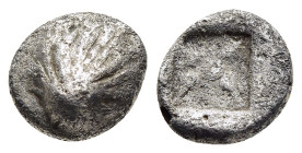 ISLANDS off Epeiros. Korkyra. Obol (circa 525-490 BC).

Obv: Scallop shell.
Rev: Floral-stellate pattern with central dot, all within incuse square.

...
