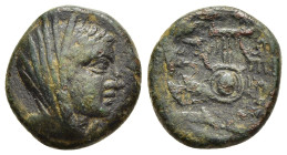 BOEOTIA. Thespiai. Ae (Circa 210 BC).

Obv: Veiled head of Arsinoe right.
Rev: ΘEΣΠIEΩN.
Lyre within wreath.

BCD Boiotia 611-2.

Condition: Very fine...