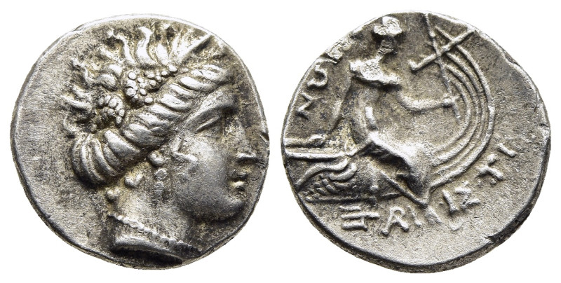 EUBOIA. Histiaia. Tetrobol (3rd-2nd centuries BC).

Obv: Wreathed head of the Ny...