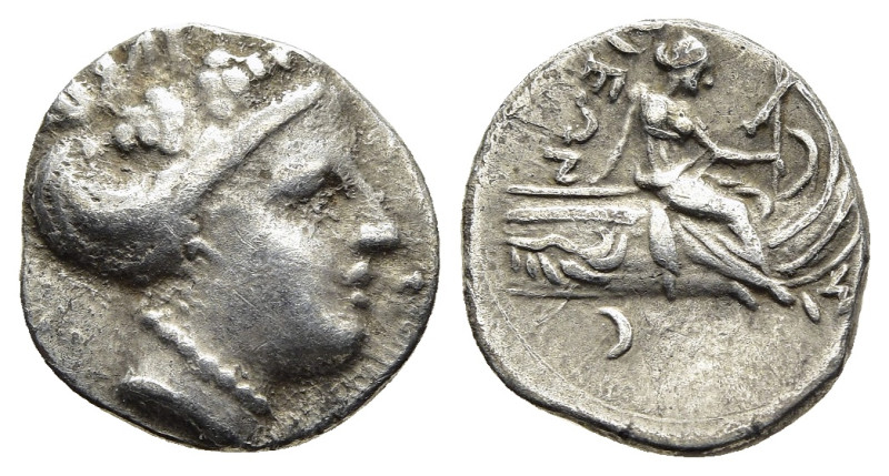 EUBOIA. Histiaia. Tetrobol (3rd-2nd centuries BC).

Obv: Wreathed head of the Ny...