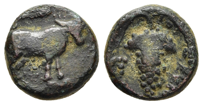 EUBOIA. Euboian League. Ae (3rd century BC).

Obv: Cow standing right; above, cl...