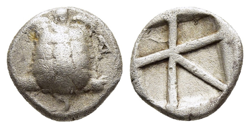 ISLANDS off ATTICA. Aegina. Obol (circa 350-338 BC).

Obv: Land tortoise with se...