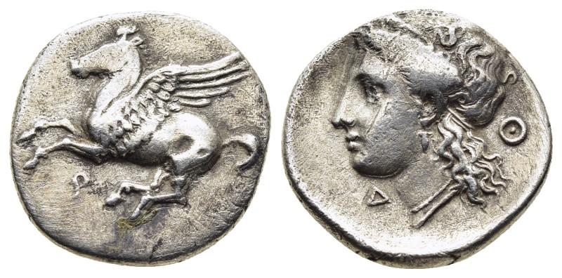 CORINTHIA. Corinth. Drachm (circa 345-307 BC). 

Obv: Pegasos flying left; below...