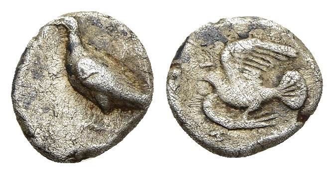 SIKYONIA. Sikyon. Hemiobol (circa 450-425 BC). 

Obv: Dove standing left.
Rev: D...