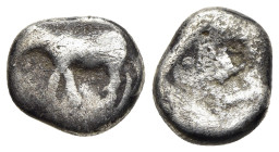ISLANDS off ELIS. Kephallenia. Kranion. Triobol (circa 480-400)

Obv: Ram standing left.
Rev: Bow in incuse square. 

BMC Peloponnesus, pg. 77, 10-11....