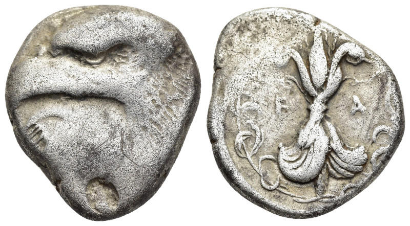 ELIS. Olympia. 94th Olympiad. Stater (404 BC). 

Obv: Head of eagle left; white ...