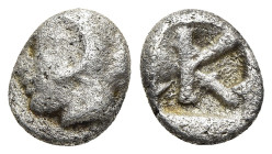 ARGOLIS. Kleonai. Obol (Circa 470-420 BC).

Obv: Head of Herakles left, wearing lion skin.
Rev: Incuse square containing large K in the right half, th...