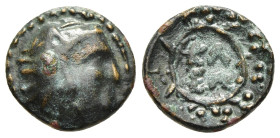 ARGOLIS. Kleonai. Ae (circa 320 BC). 

Obv: Head of Herakles right, wearing lion skin.
Rev: Ethnic in two lines within wreath of wild celery. 

BCD Pe...