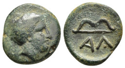 ARKADIA. Alea. Ae (late 4th-3rd century BC). 

Obv: Head of Artemis right.
Rev: Strung bow.

BCD Peloponnesos 1347 var. (string partially detached); H...