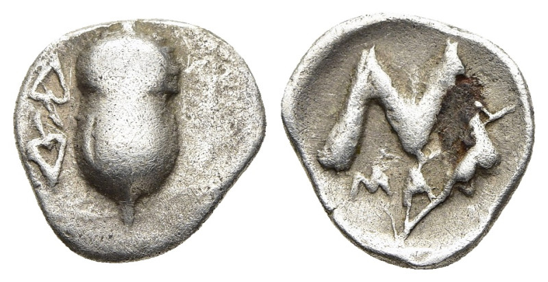 ARKADIA. Mantinea. Obol (circa 420-385 BC). 

Obv: Acorn; two ivy leaves to left...