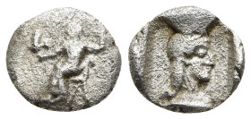 ARKADIA. Arkadian League. Kleitor. Obol (circa 465-460 BC). 

Obv: Zeus Lykaios seated left, holding scepter; eagle flying left from his hand.
Rev: He...