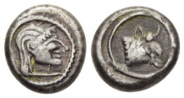 KOLCHIS. Phasis. Half Siglos – Hemidrachm (circa 425-325 BC).

Obv: Archaic female head right.
Rev: Head of bull right.

Hind 7; HGC 7, 215.

From the...