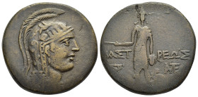 PAPHLAGONIA. Amastris. Ae (circa 105-90 or 90-85 BC). Struck under Mithradates VI Eupator.

Obv: Helmeted head of Athena right.
Rev: AMAΣ - TPEΩΣ.
Per...