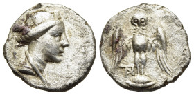 PONTOS. Amisos. Drachm (circa 300-125 BC).

Obv: Turreted and draped bust of Hera-Tyche right.
Rev: Eagle standing facing on shield, with wings spread...