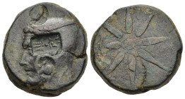 PONTOS. Amisos. Ae (circa 130-100 BC).

Obv: Male head left, wearing bashlyk; three c/m's: gorgoneion, thunderbolt and helmet within incuse circles.
R...
