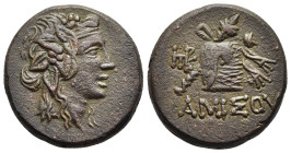 PONTOS. Amisos. Time of Mithradates VI Eupator (circa 105-90 or 90-85 BC). Ae.

Obv: Head of Dionysos right, wearing ivy wreath.
Rev: AMIΣOY.
Thyrsos ...