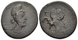 PONTOS. Zela. (Time of Mithradates VI Eupator (circa 105-90 or 90-85 BC). Ae. 

Obv: Head of Mên or Mithras to right, wearing Phrygian cap. 
Rev: ZHΛI...