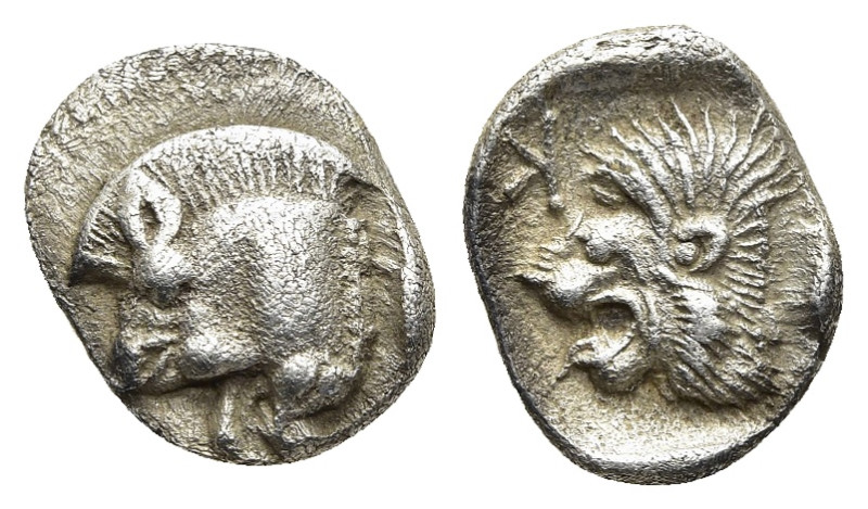 MYSIA. Kyzikos. Obol (circa 450-400 BC).

Obv: Forepart of boar left; tunny to r...