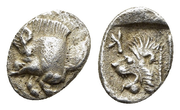 MYSIA. Kyzikos. Hemiobol (circa 450-400 BC). 

Obv: Forepart of boar to left; tu...