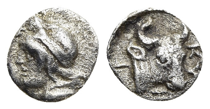 MYSIA. Kyzikos. Hemiobol (circa 410-400 BC).

Obv: Head of Attis left, wearing P...