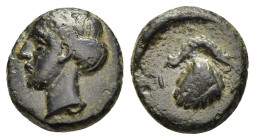 MYSIA. Priapos. AE (circa 300-200 BC).

Obv: Laureate head of Apollo left.
Rev: ΠΡΙΑ.
Crayfish right, scallop shell below.

SNG France 2404 var. (Apol...