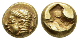 IONIA. Phokaia. EL Hekte – 1/6 Stater (circa 625/0-522 BC). 

Obv: Archaic head of Aphrodite(?) left; to right, seal swimming downward. 

Rev: Rough i...