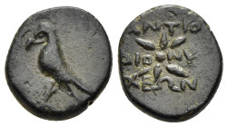 CARIA. Antiochia ad Maeandrum. Ae (2nd-1st century BC).

Obv: Eagle on thunderbolt, star in front.
Rev: ANTIO/ AS - KLH/ XEWN around star.

BMC - . SN...
