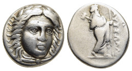 SATRAPS of CARIA. Maussolos (circa 377/6-353/2 BC). Drachm. Halikarnassos.

Obv: Laureate head of Apollo facing slightly right.
Rev: MAYΣΣΩΛΛON.
Zeus ...