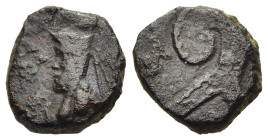 KINGS of ARMENIA MINOR. Mithradates (circa 180s-170s BC). Ae.

Obv: Draped bust of Mithradates to left, bearded and wearing upright bashlyk tied with ...