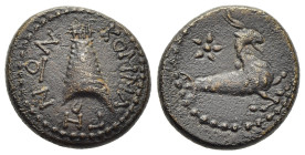 KINGS of COMMAGENE. Antiochos IV Epiphanes (38-72).

Obv: KOMMAΓHNΩN.
Tiara.
Rev: Capricorn right; star to left.

RPC I 3862; BMC 7-8.

Condition: Ver...