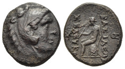 SELEUKID KINGS. Seleukos II Kallinikos (246-226 BC). Ae. Sardes. 

Obv: Head of youthful Herakles in lion's skin headdress to right. 
Rev: ΒΑΣΙΛΕΩΣ - ...