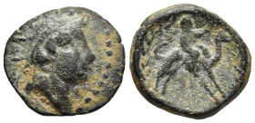 MESOPOTAMIA. Adiabene. Natounia. Ae (circa 2nd-1st century BC). 

Radiate and diademed male head (Helios-Shamash?) to right. 
Rev. Rider on camelback ...