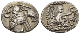 KINGS of PARTHIA. Phraates IV (circa 38-2 BC). Drachm. Mithradatkart.

Obv: Diademed and draped bust left; before, star above crescent; behind, eagle ...