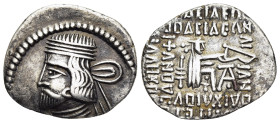 KINGS of PARTHIA. Vardanes II (Circa 55-58). Drachm. Ekbatana.

Obv: Diademed and draped bust left, wearing medium beard and earring.
Rev: Archer (Ars...