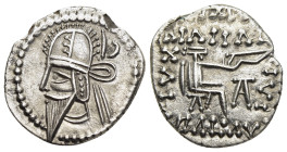 KINGS of PARTHIA. Vologases VI (circa AD 207/8-221/2). Drachm. Ekbatana mint. 

Obv: Diademed bust left, wearing tiara with earflap; wz in Aramaic to ...