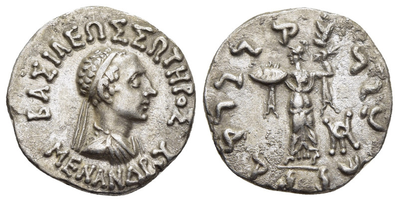 BAKTRIA. Indo-Greek Kingdom. Menander I Soter (Circa 155-145 BC). Drachm.

Obv: ...